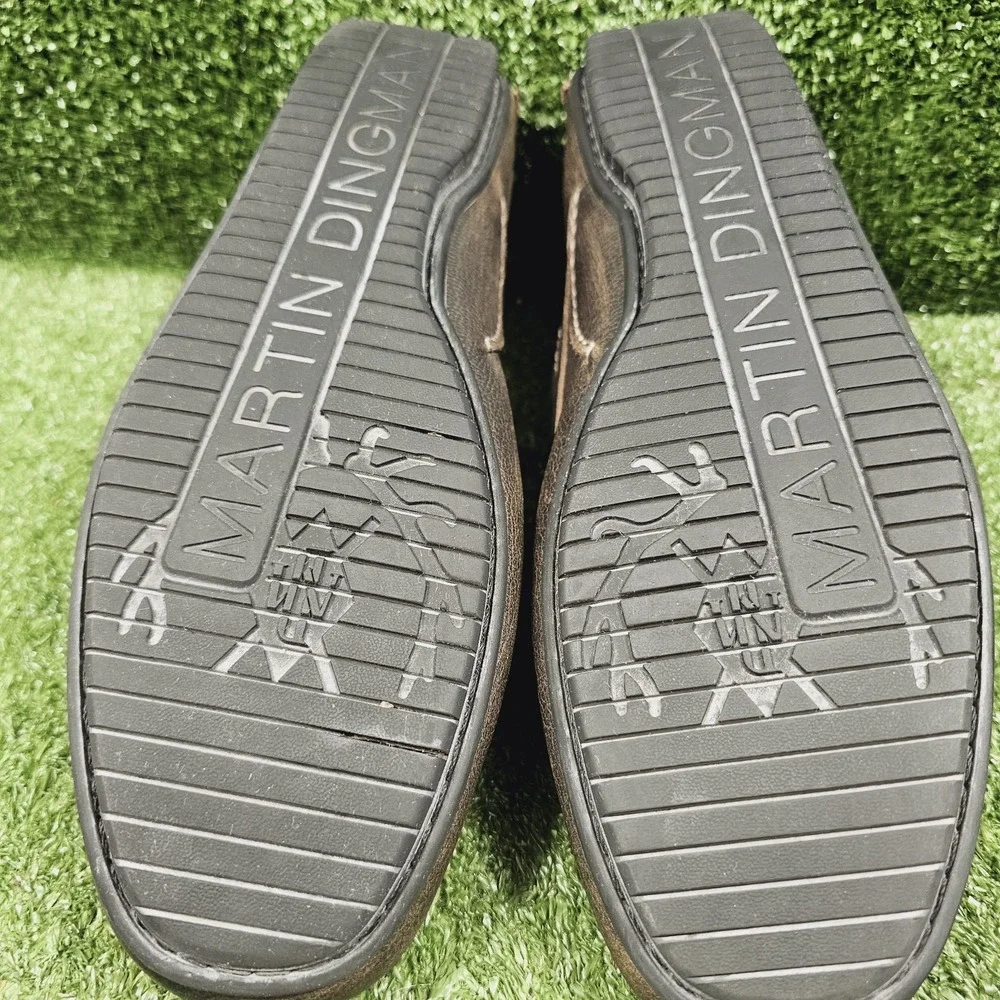 Martin Dingman Bermuda Brown Pebble Grain Leather Horse Bit Loafers Mens Size 15